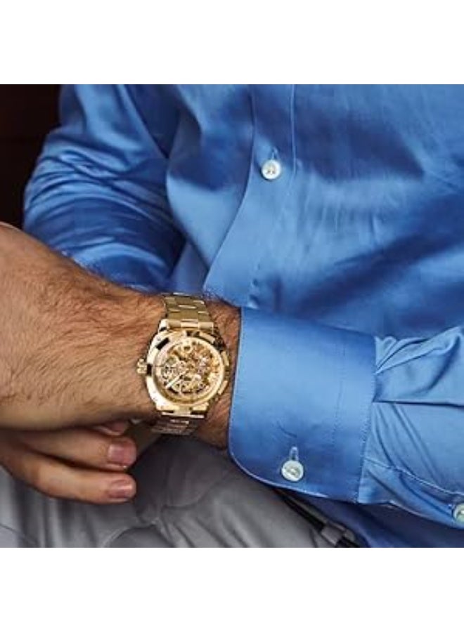 FORSINING Vintage Luxury Men's Automatic Mechanical Watch, All Gold Skeletonized Floral Design, Designer Men's Watch - Image 2
